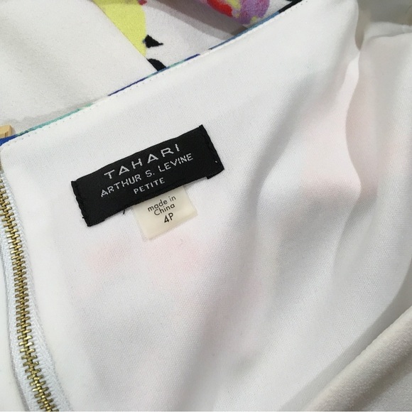 Tahari A.S.L Women 4P White Floral Prints Sheath Dress Business Formal Wotkwear - Picture 3 of 7